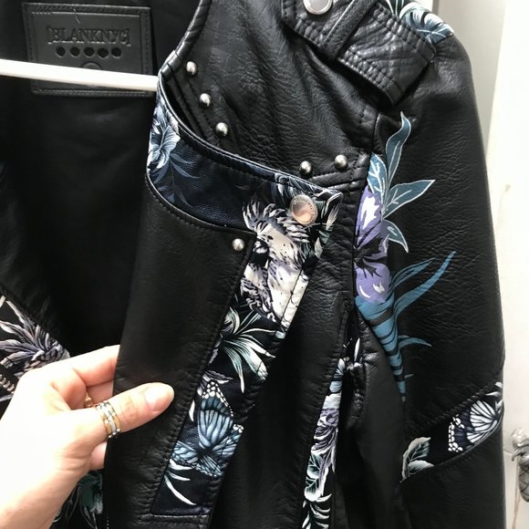 Never Worn Blank NYC Vegan Floral, Leather Jacket - Picture 3 of 4